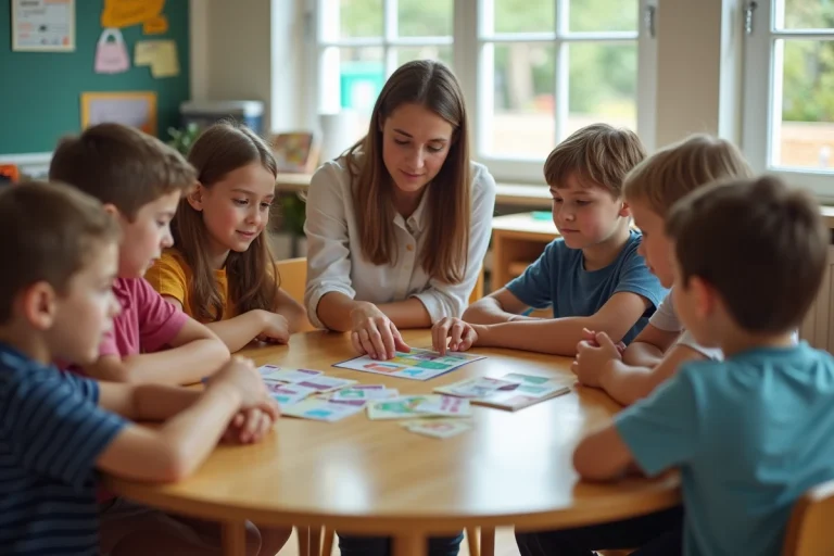 Enfants d'école primaire avec enseignante utilisant LSU Arena