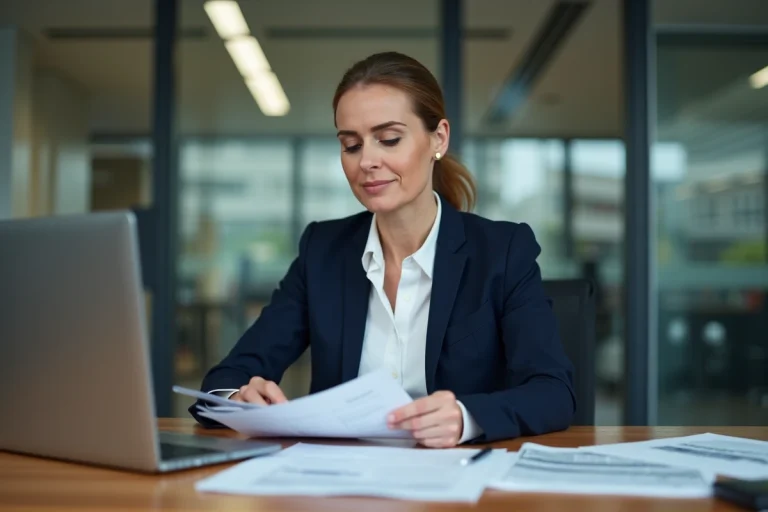 Femme d'affaires en réunion dans un bureau moderne