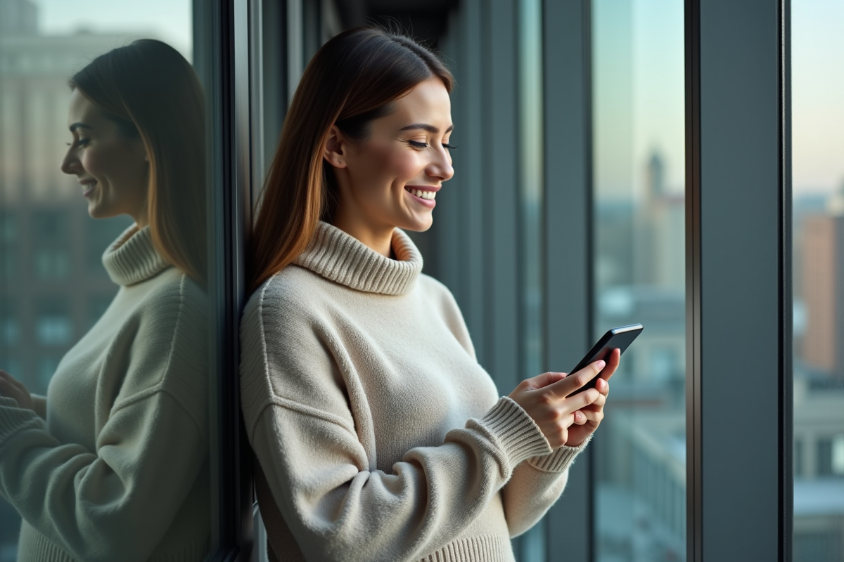 Femme utilisant son smartphone pour une application bancaire