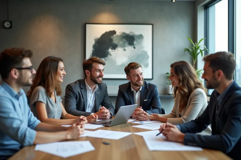 Groupe d'entrepreneurs divers en réunion d'affaires