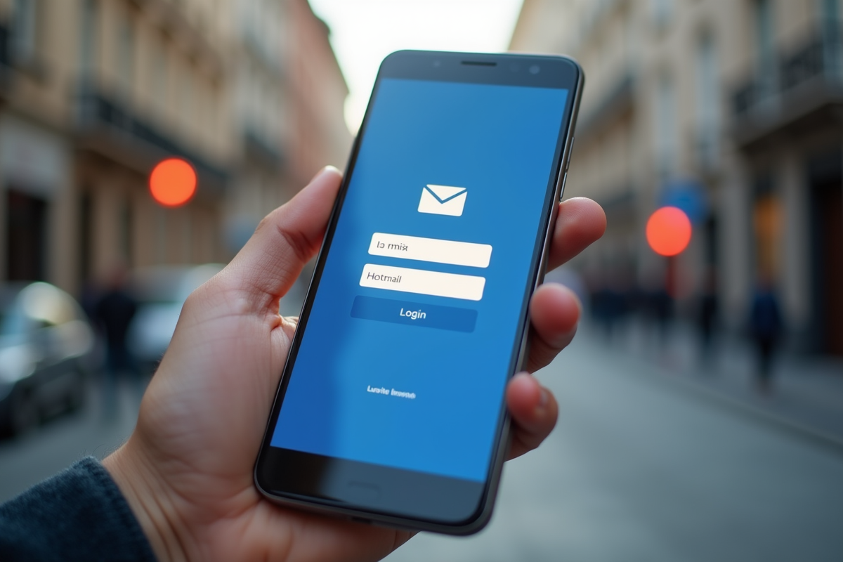 Zoom sur un smartphone affichant la page de connexion Hotmail