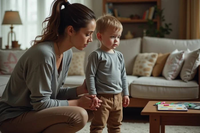 Mère attentive auprès de son fils de 5 ans à la maison, reconnaître les signes comportementaux du syndrome de Spirit chez l'enfant